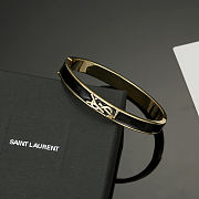 kitlife SAINT LAURENT Logo-plaque Bangle Bracelet In Black  - 6