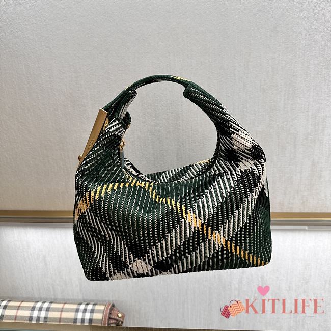 kitlife Burberry Women's Green Cotton Peg Mini Top Handle Bag - 21.5 x 10.5 x 23cm - 1