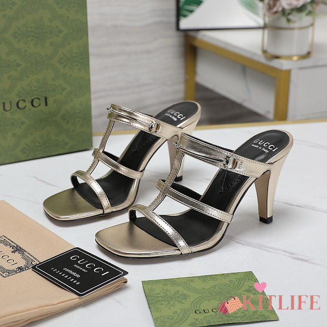 kitlife Gucci women's slim horsebit slide sandal Gold - 75mm - 1