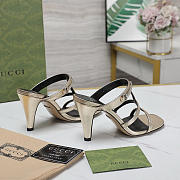 kitlife Gucci women's slim horsebit slide sandal Gold - 75mm - 6