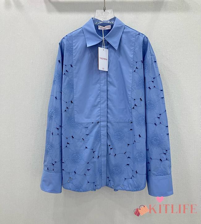 Kitlife Valentino Floral Embroidered Long-Sleeved Shirt - 1