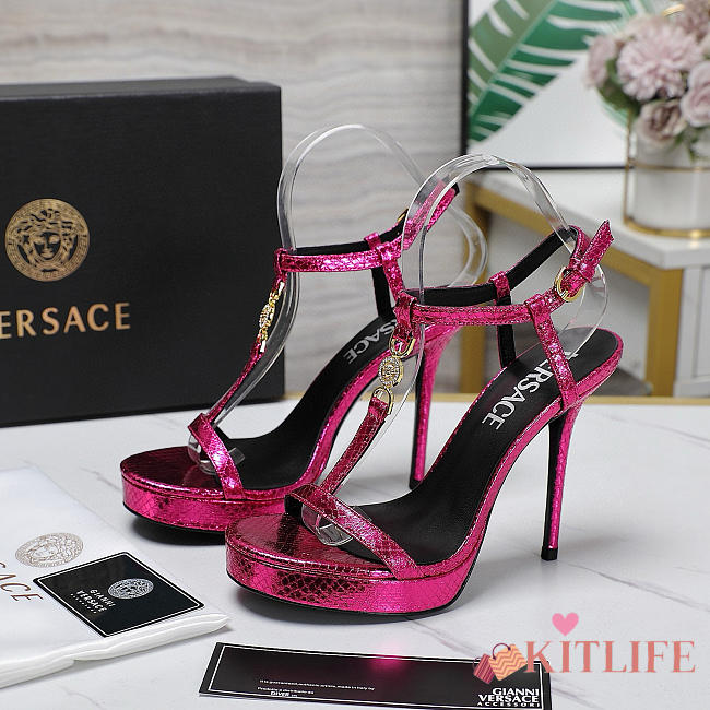 kitlife Versace Medusa '95 SATIN SANDALS heels 110 MM pink - 1