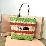 Kitlife Miu Miu Logo woven leather-trimmed tote bag green - 40x34x16 cm - 1