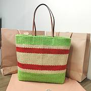 Kitlife Miu Miu Logo woven leather-trimmed tote bag green - 40x34x16 cm - 6