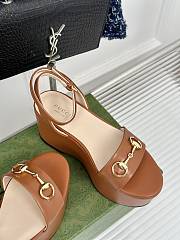 kitlife Gucci Women's Horsebit flatform sandals brown 75mm  - 2