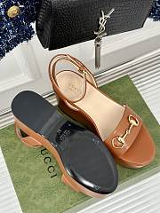 kitlife Gucci Women's Horsebit flatform sandals brown 75mm  - 3