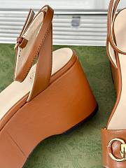 kitlife Gucci Women's Horsebit flatform sandals brown 75mm  - 4