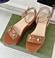 kitlife Gucci Women's Horsebit flatform sandals brown 75mm  - 1