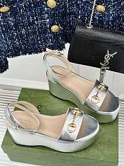 kitlife Gucci Women's Horsebit flatform sandals silver 75mm - 3