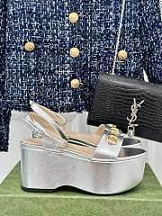 kitlife Gucci Women's Horsebit flatform sandals silver 75mm - 4