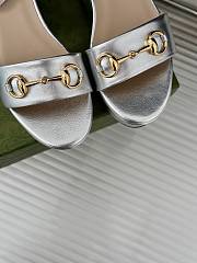 kitlife Gucci Women's Horsebit flatform sandals silver 75mm - 5