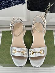 kitlife Gucci Women's Horsebit flatform sandals silver 75mm - 6