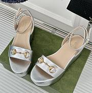 kitlife Gucci Women's Horsebit flatform sandals silver 75mm - 1