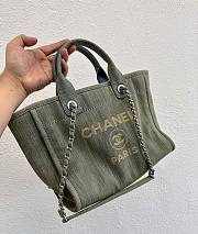 Chanel Canvas Large Deauville Shopping Bag Green - 38cm - 4