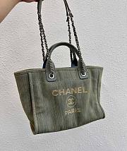 Chanel Canvas Large Deauville Shopping Bag Green - 38cm - 2