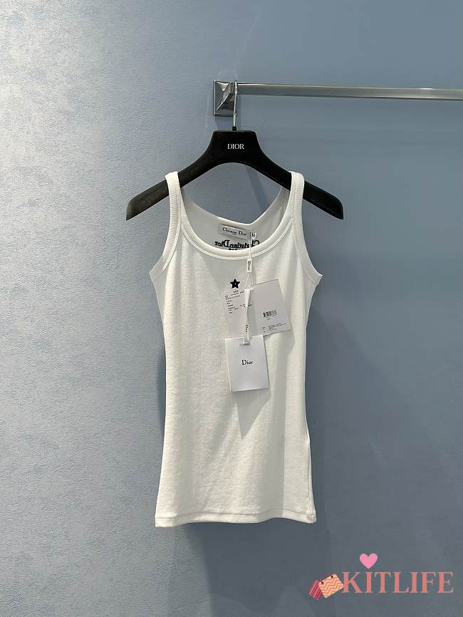 Kitlife Dior Dioriviera Tank Top Ecru Cotton Ribbed Jersey white - 1