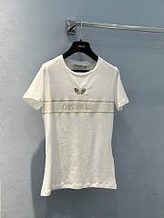 Kitlife Dior Embroidered T-Shirt White Cotton Jersey with Gold-Tone Signature  - 1