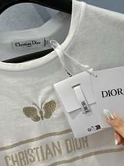 Kitlife Dior Embroidered T-Shirt White Cotton Jersey with Gold-Tone Signature  - 4