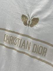 Kitlife Dior Embroidered T-Shirt White Cotton Jersey with Gold-Tone Signature  - 2