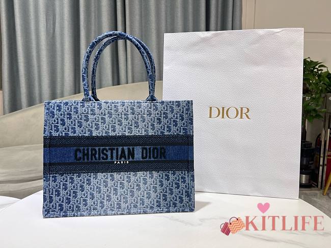 Kitlife Dior book tote blue denim bag - 36.5x27x16 cm - 1