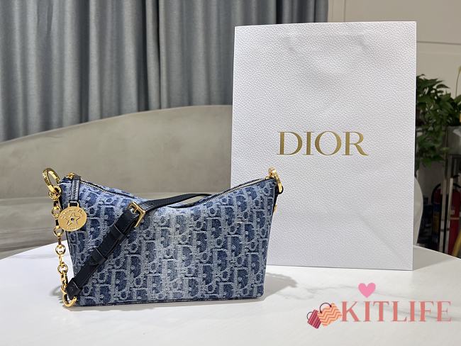 Kitlife Dior star Hobo Bag with Chain blue denim - 28.5 x 14.5 x 10 cm - 1