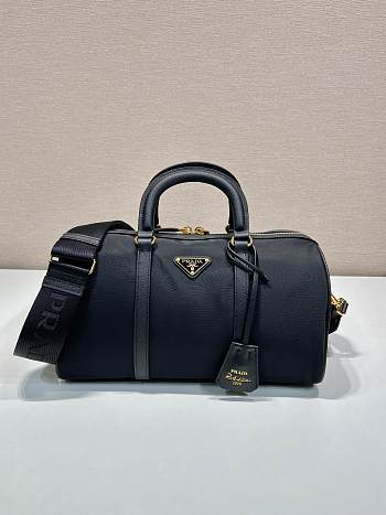 Kitlife Prada Re-Edition 1978 medium Re-Nylon and Saffiano leather top-handle bag black - 31x17x16 cm