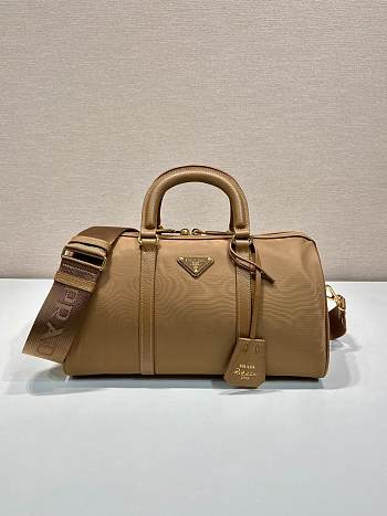 Kitlife Prada Re-Edition 1978 medium Re-Nylon and Saffiano leather top-handle bag brown - 31x17x16 cm