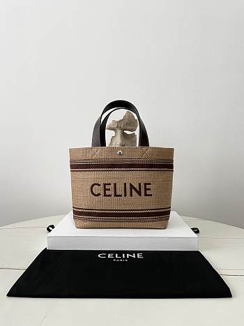 kitlife Celine Mini Cabas in Textile with raffia effect and calfskin bag - 116992 - 31×20×12cm