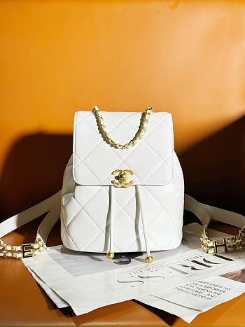 Kitlife chanel backpack white lambskin - 20x19x12 cm 