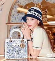 kitlife dior hat D-Tulipe Cloche Blue and White Cotton Knit Blend - 1