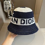 kitlife dior hat D-Tulipe Cloche Blue and White Cotton Knit Blend - 2