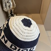 kitlife dior hat D-Tulipe Cloche Blue and White Cotton Knit Blend - 3