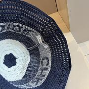 kitlife dior hat D-Tulipe Cloche Blue and White Cotton Knit Blend - 5