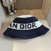 kitlife dior hat D-Tulipe Cloche Blue and White Cotton Knit Blend - 4