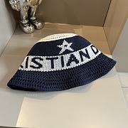 kitlife dior hat D-Tulipe Cloche Blue and White Cotton Knit Blend - 6