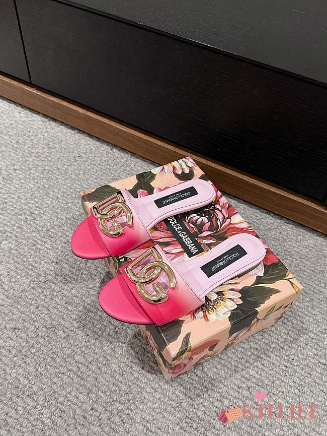 kitlife Dolce&Gabbana Ombré-print calfskin sliders pink - 1