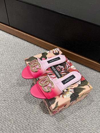 kitlife Dolce&Gabbana Ombré-print calfskin sliders pink