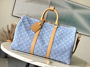 Kitlife Louis Vuitton Keepall Bandoulière 50 Sky Blue Denim bag - 50 x 29 x 23 cm - 1