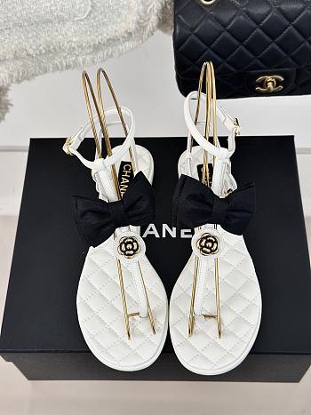 kitlife Chanel Sandals Grosgrain White