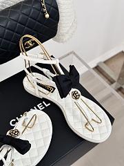 kitlife Chanel Sandals Grosgrain White - 3