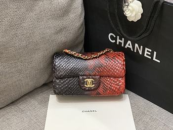 Kitlife Chanel handbag snakeskin material bkack/red - 20cm