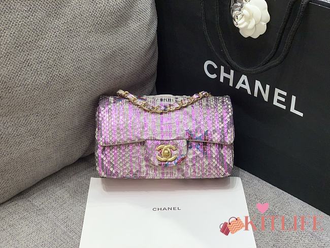 Kitlife Chanel handbag snakeskin material Pink - 20cm - 1