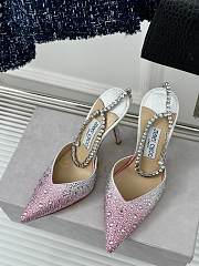 Kitlife jimmychoo Saeda Heel height 100 Candy Pink Satin Pumps with Crystals - 1