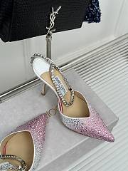 Kitlife jimmychoo Saeda Heel height 100 Candy Pink Satin Pumps with Crystals - 5