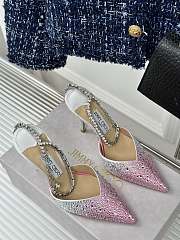 Kitlife jimmychoo Saeda Heel height 100 Candy Pink Satin Pumps with Crystals - 4