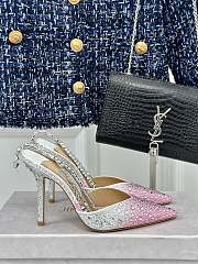 Kitlife jimmychoo Saeda Heel height 100 Candy Pink Satin Pumps with Crystals - 2