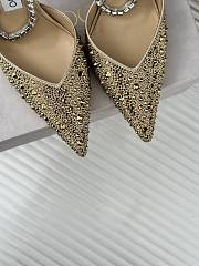 Kitlife jimmychoo Saeda Heel height 100 Candy Gold Satin Pumps with Crystals - 6