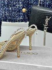 Kitlife jimmychoo Saeda Heel height 100 Candy Gold Satin Pumps with Crystals - 4
