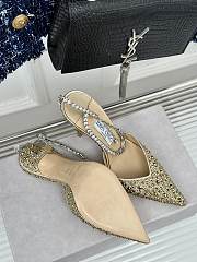 Kitlife jimmychoo Saeda Heel height 100 Candy Gold Satin Pumps with Crystals - 2