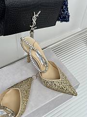 Kitlife jimmychoo Saeda Heel height 100 Candy Gold Satin Pumps with Crystals - 3